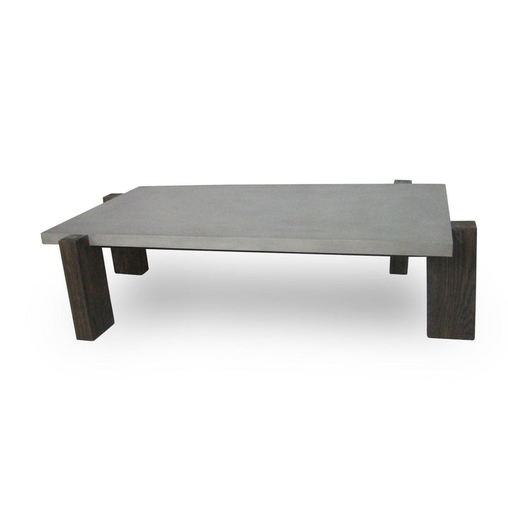 33" Walnut And Dark Grey Concrete Rectangular Coffee Table Image 6