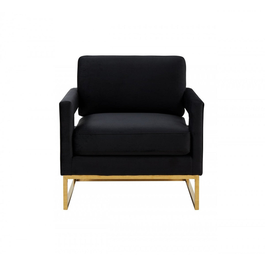 34" Black And Gold Velvet Arm Chair Image 2