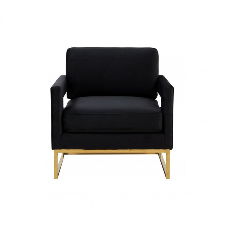 34" Black And Gold Velvet Arm Chair Image 2