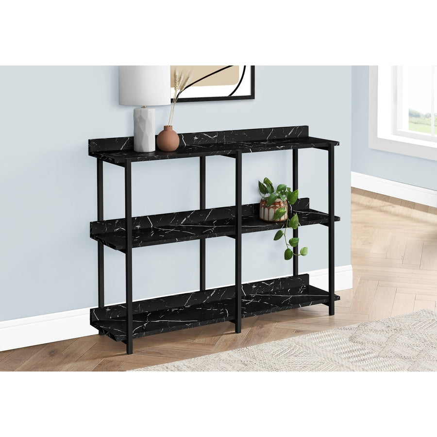 34" Black End Table With Three Shelves Image 1