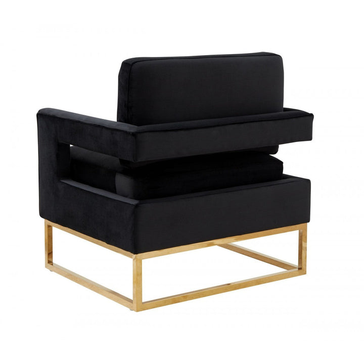 34" Black And Gold Velvet Arm Chair Image 4