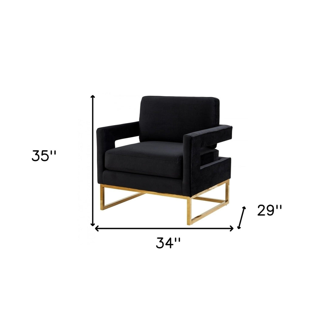 34" Black And Gold Velvet Arm Chair Image 6