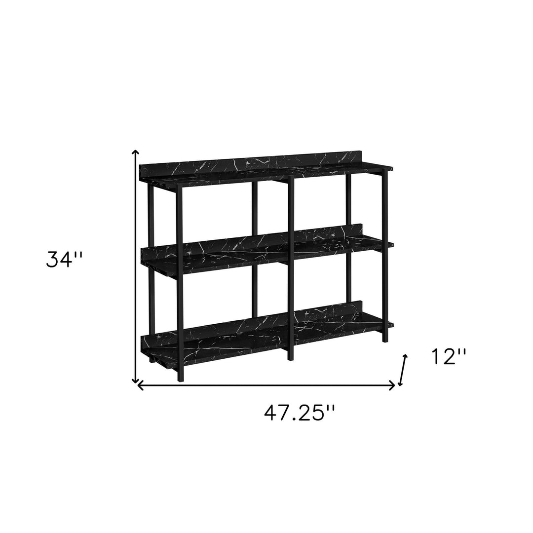 34" Black End Table With Three Shelves Image 5