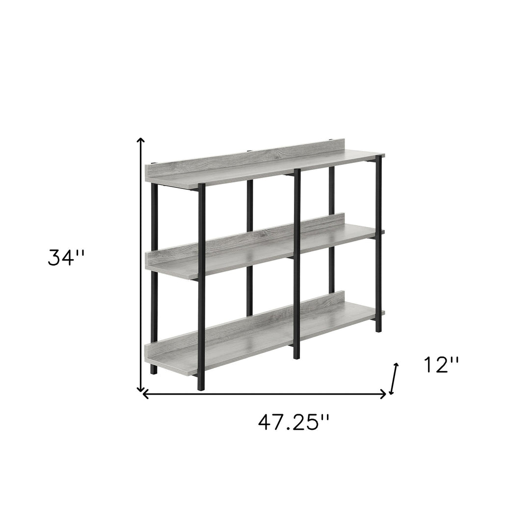 34" Black And Gray End Table With Three Shelves Image 9