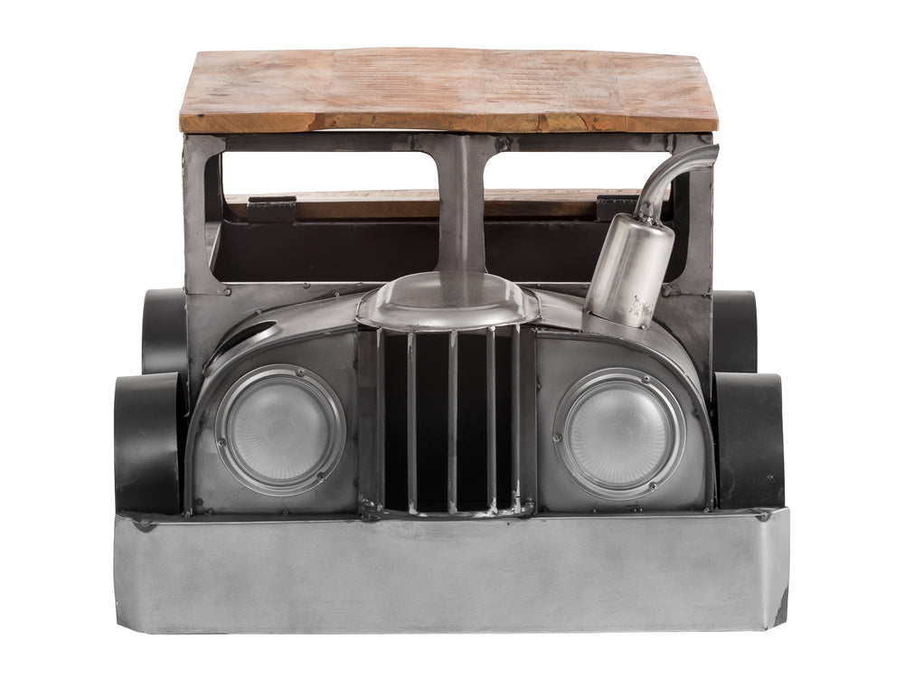 42" Grey And Brown Vintage Style Truck Solid Wood and Metal Coffee Table Image 2