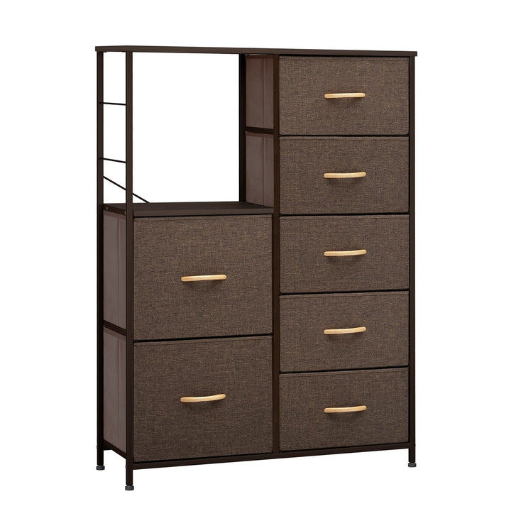 34" Brown Steel and Fabric Seven Drawer Chest Image 1