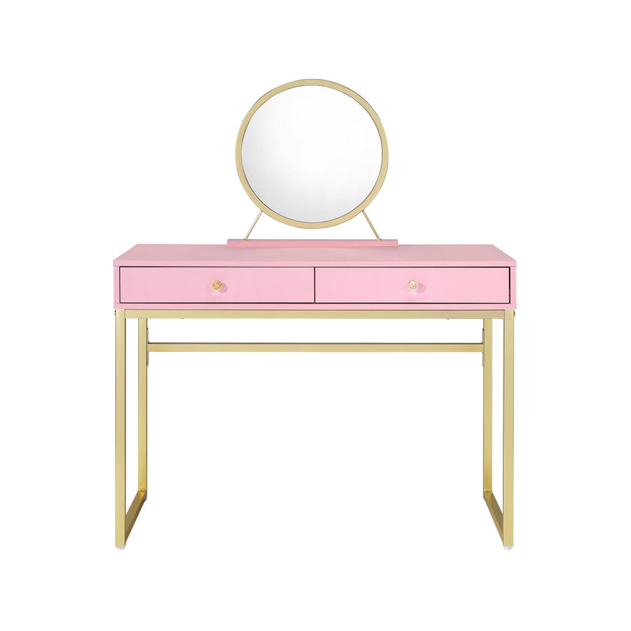 42" Pink Mirrored Two Drawer Dresser Image 1