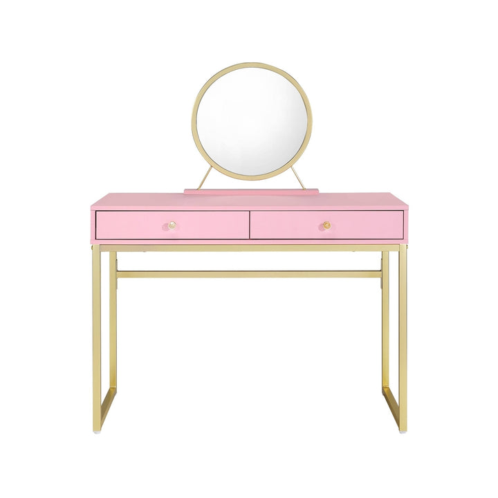 42" Pink Mirrored Two Drawer Dresser Image 2