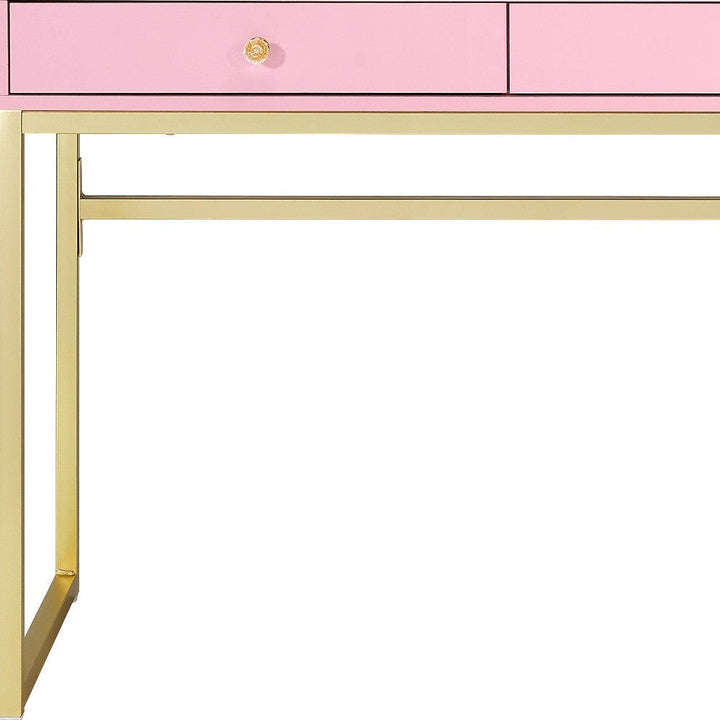 42" Pink Mirrored Two Drawer Dresser Image 3