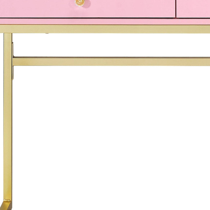 42" Pink Mirrored Two Drawer Dresser Image 4