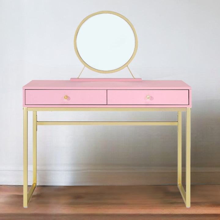 42" Pink Mirrored Two Drawer Dresser Image 6