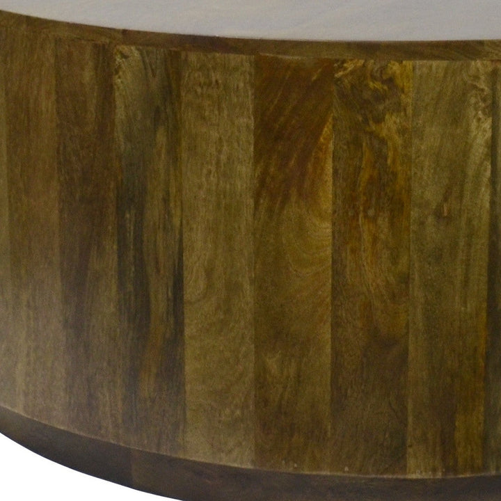 42" Rustic Brown Solid Wood Round Distressed Coffee Table Image 3