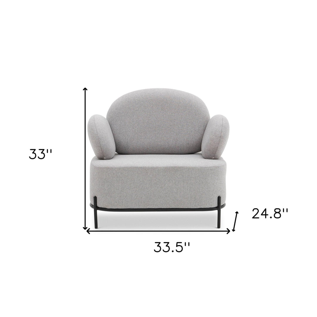 34" Gray And Black Fabric Cushioned Arm Chair Image 8