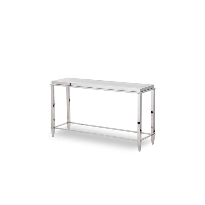 34" Stainless Steel And Glass Console Table Image 1