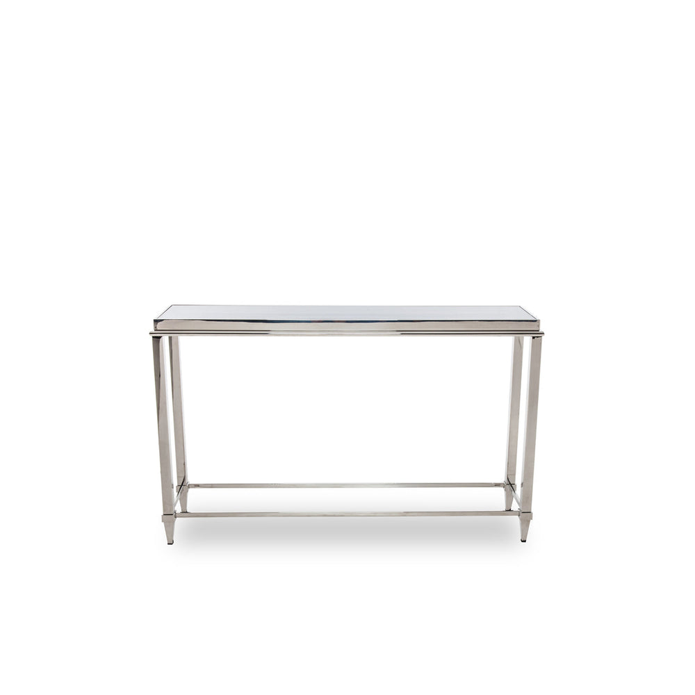 34" Stainless Steel And Glass Console Table Image 2