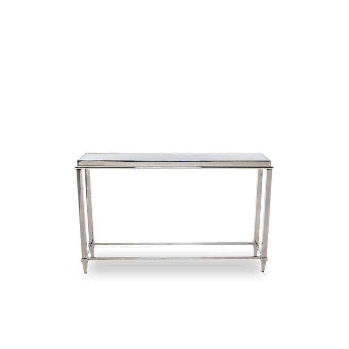 34" Stainless Steel And Glass Console Table Image 2