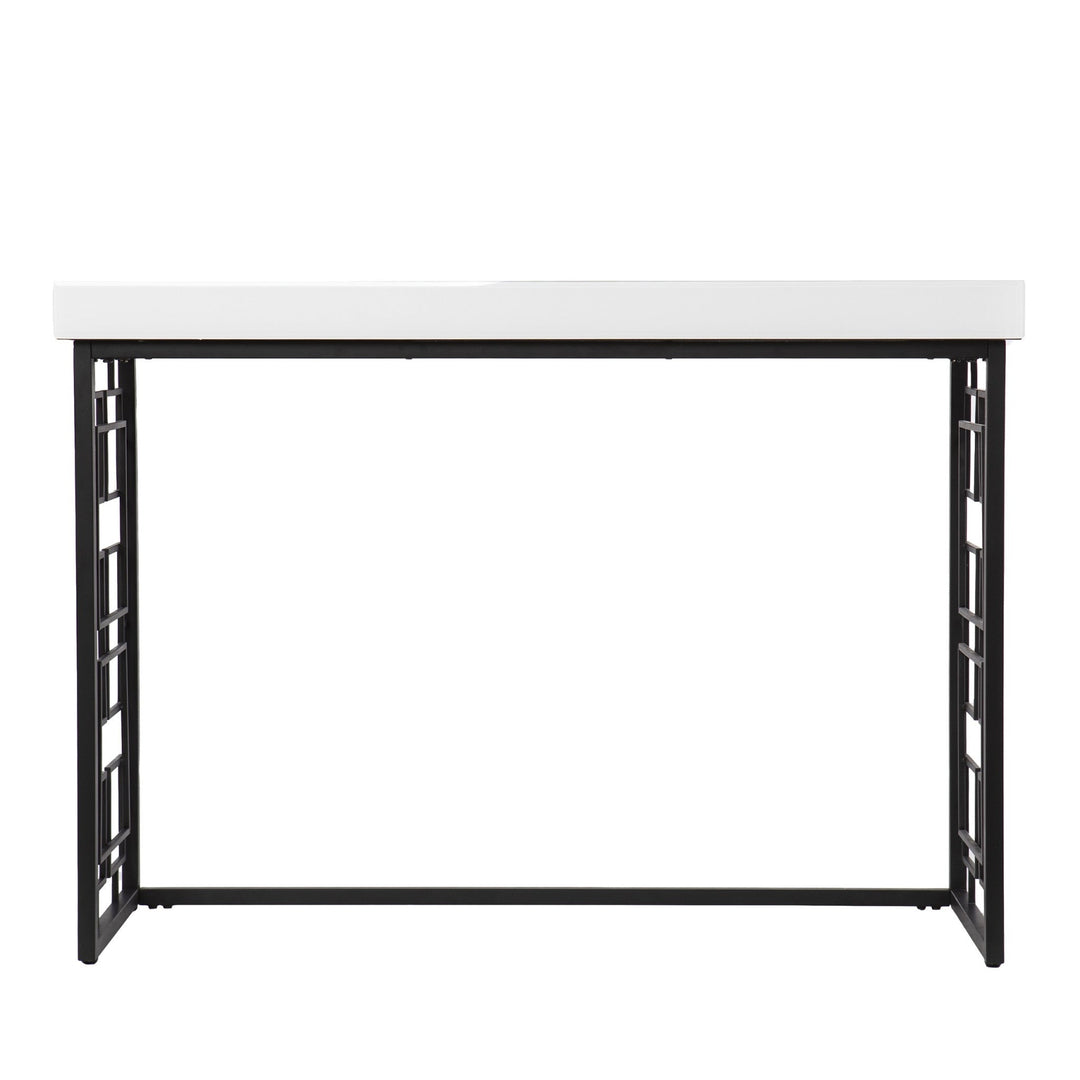 42" White and Black Glass Sled Console Table Image 2