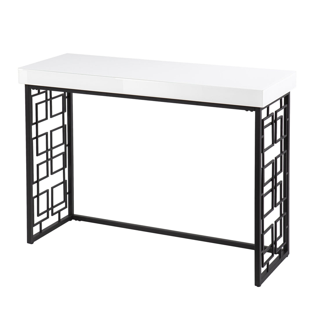 42" White and Black Glass Sled Console Table Image 3