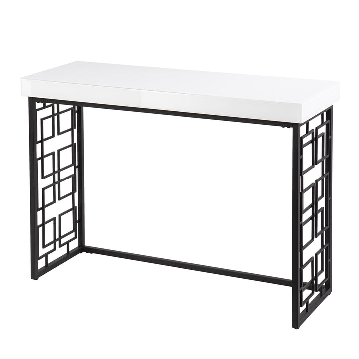 42" White and Black Glass Sled Console Table Image 3