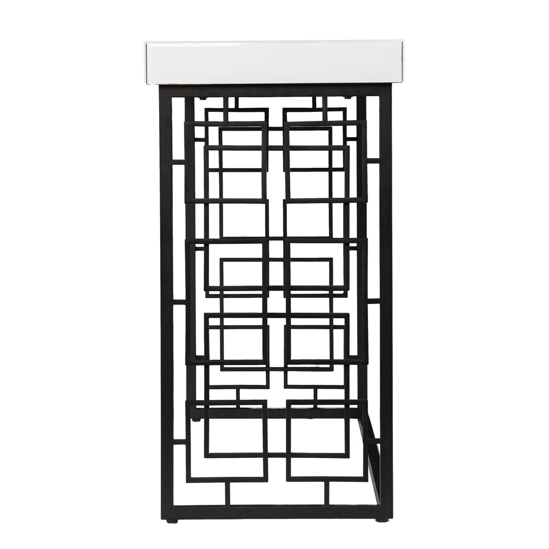 42" White and Black Glass Sled Console Table Image 4