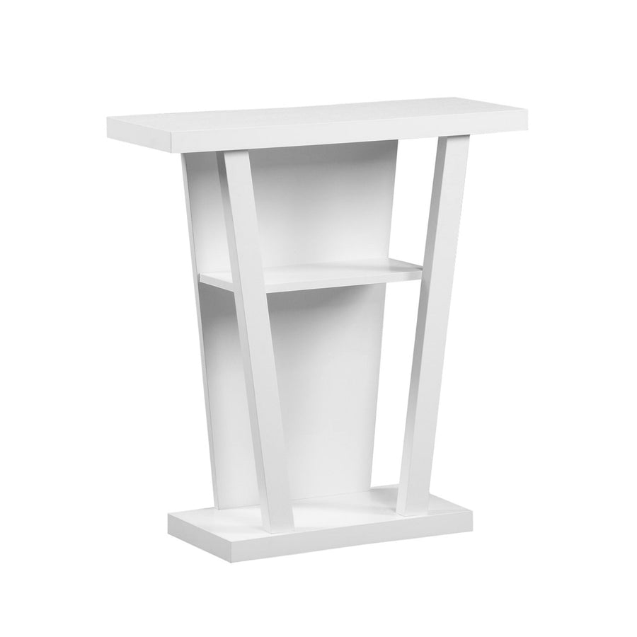 34" White End Table With Two Shelves Image 1