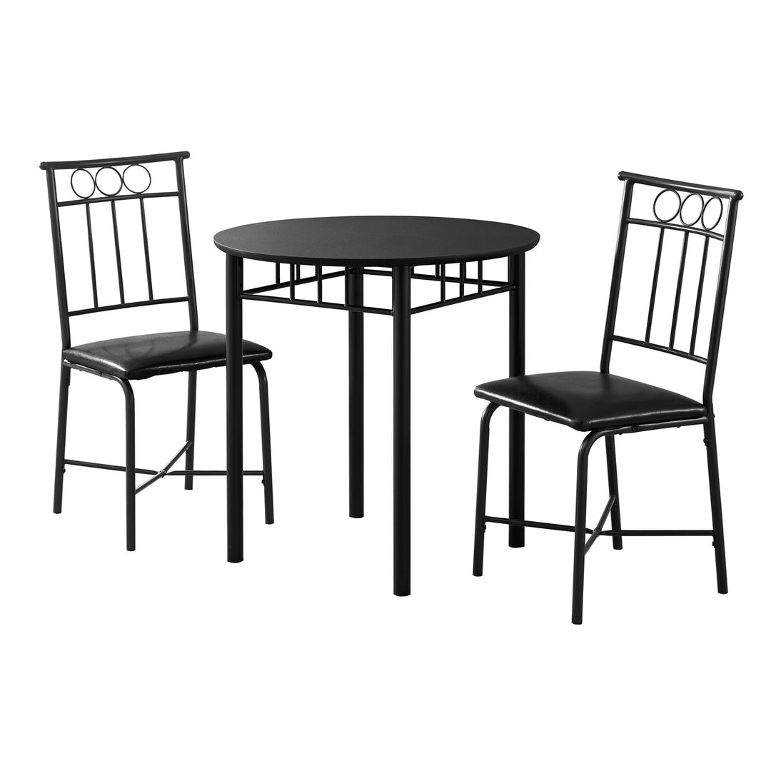 35" Black Leather Look Foam And Metal Three Pieces Dining Set Image 2