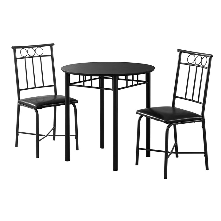 35" Black Leather Look Foam And Metal Three Pieces Dining Set Image 2