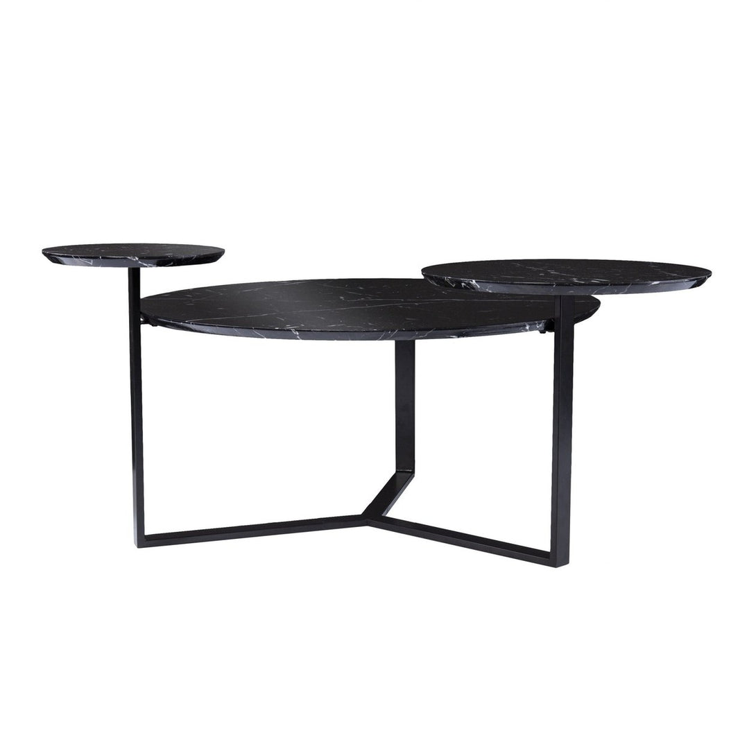 43" Black Solid Manufactured Wood And Metal Free Form Coffee Table Image 1