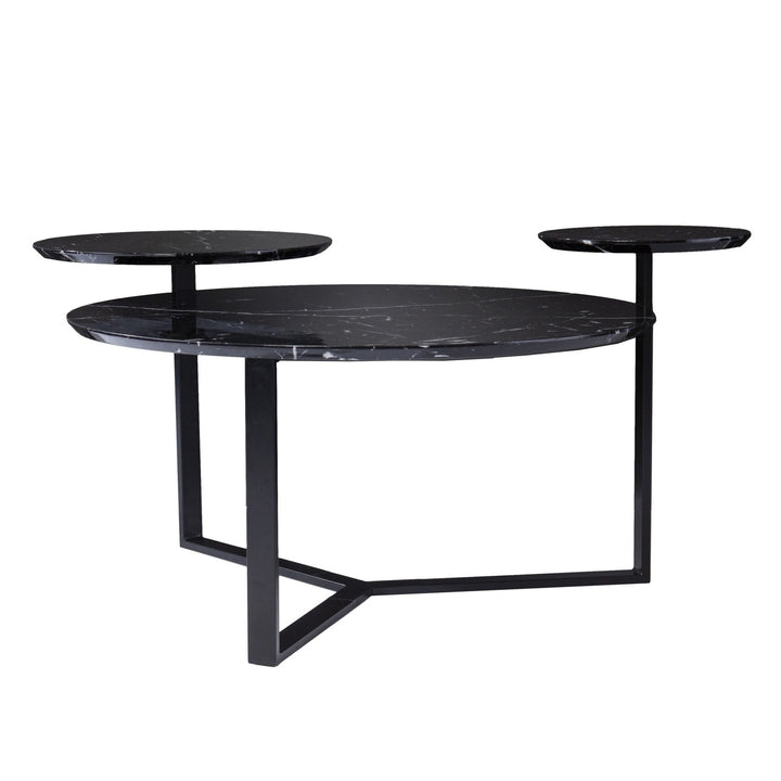 43" Black Solid Manufactured Wood And Metal Free Form Coffee Table Image 3