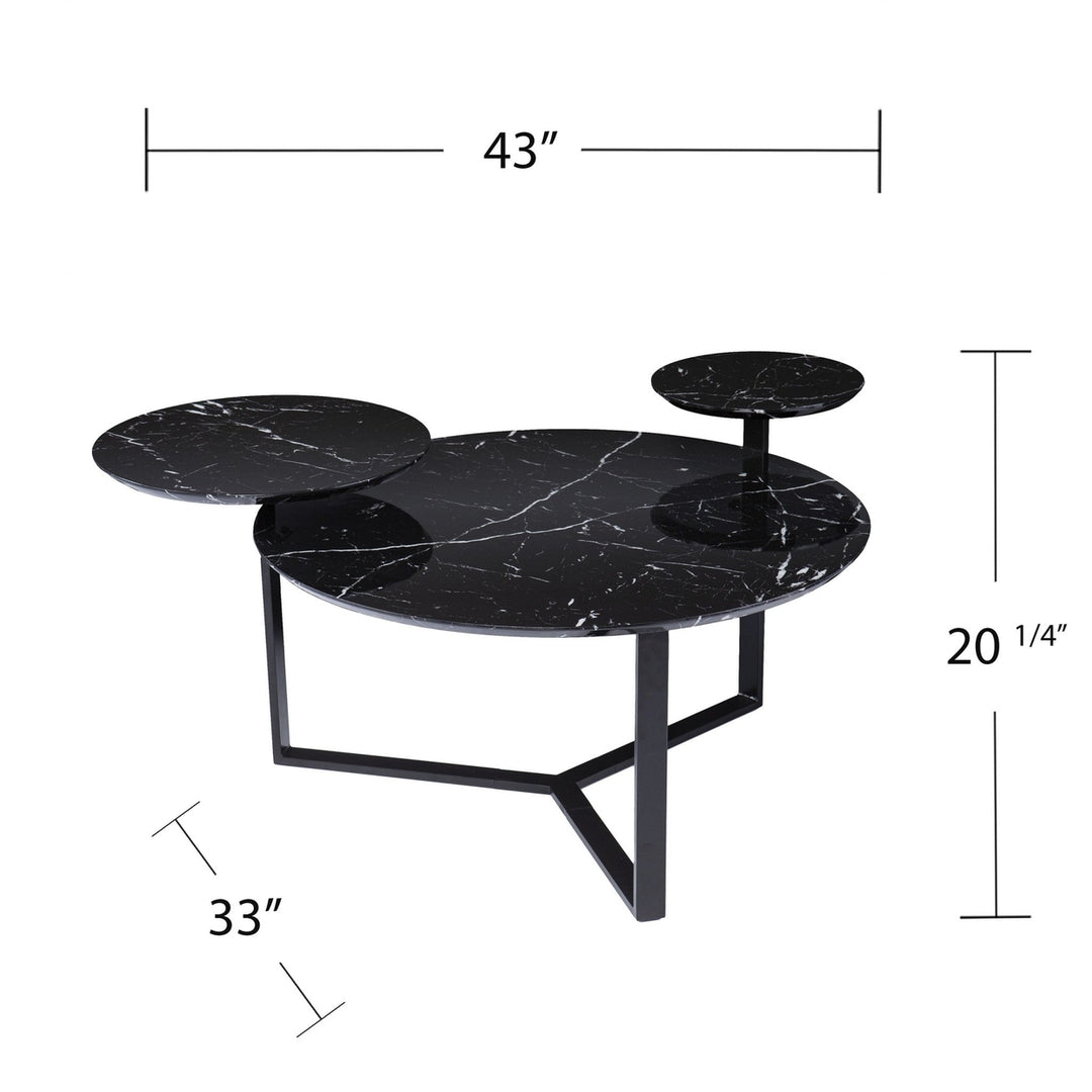 43" Black Solid Manufactured Wood And Metal Free Form Coffee Table Image 6