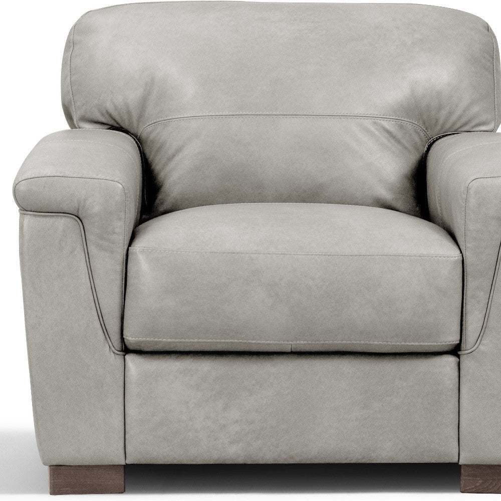 43" Gray and Brown Genuine Leather Arm Chair Image 3