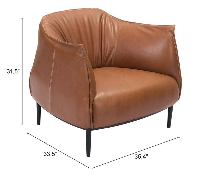 35" Coffee And Brown Faux Leather Barrel Chair Image 7