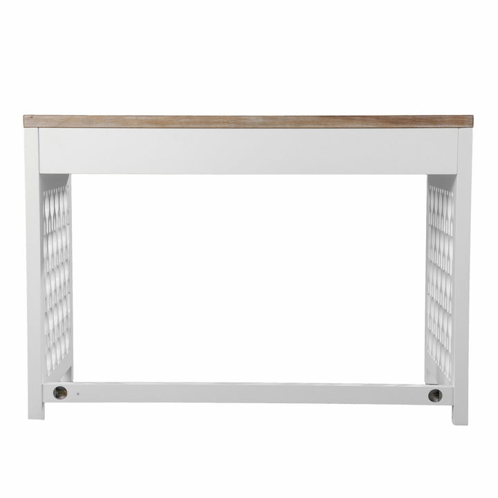 43" Natural And White Writing Desk With Three Drawers Image 7