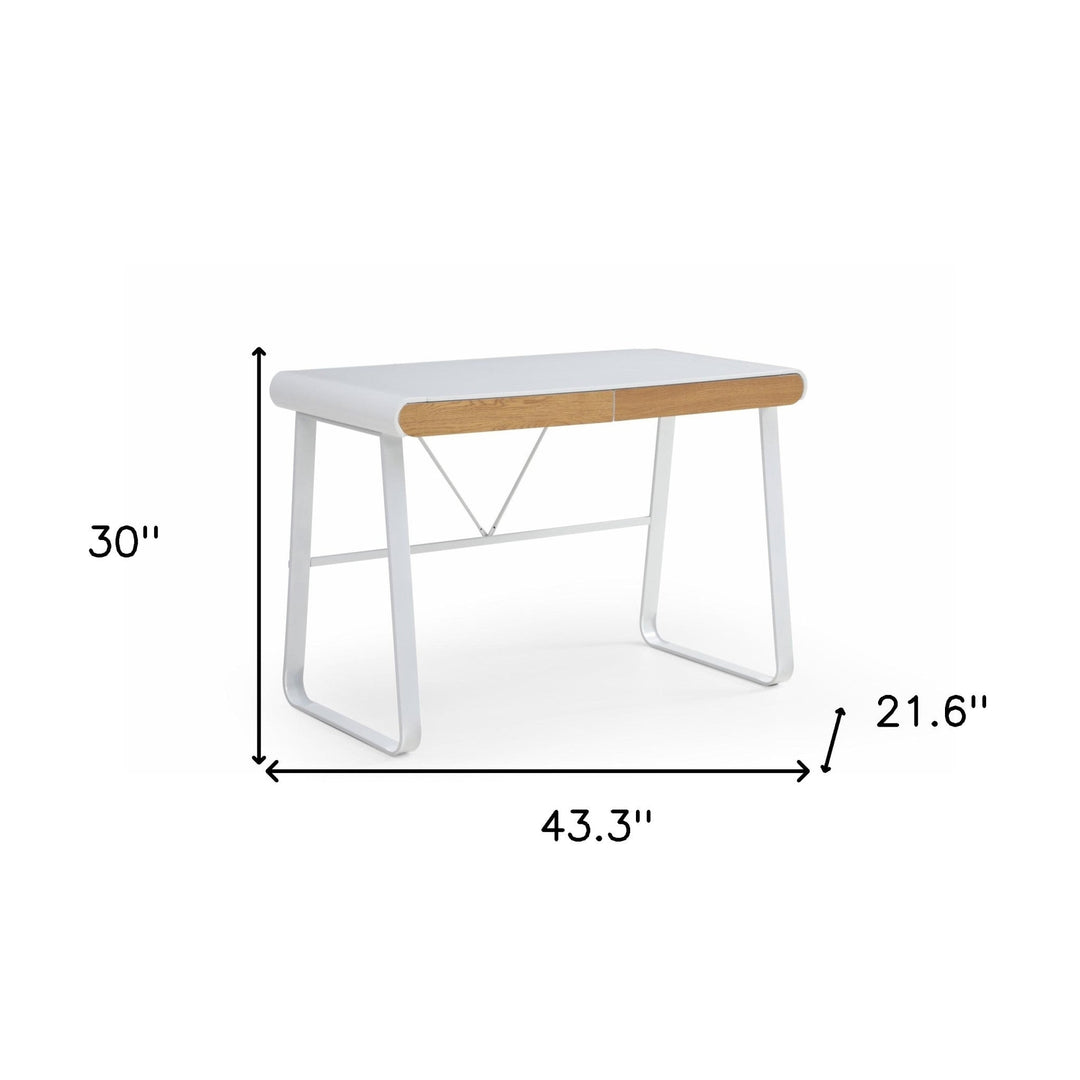 43" White Writing Desk With Two Drawers Image 8