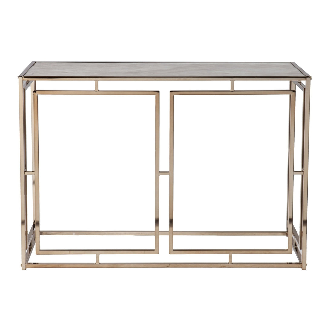 44" Champagne and Gold Faux Marble Frame Console Table Image 5