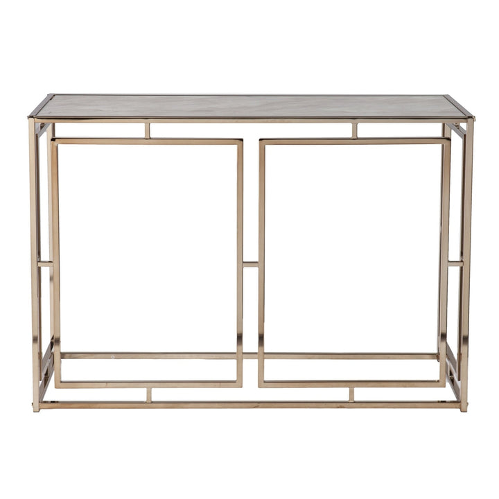 44" Champagne and Gold Faux Marble Frame Console Table Image 5