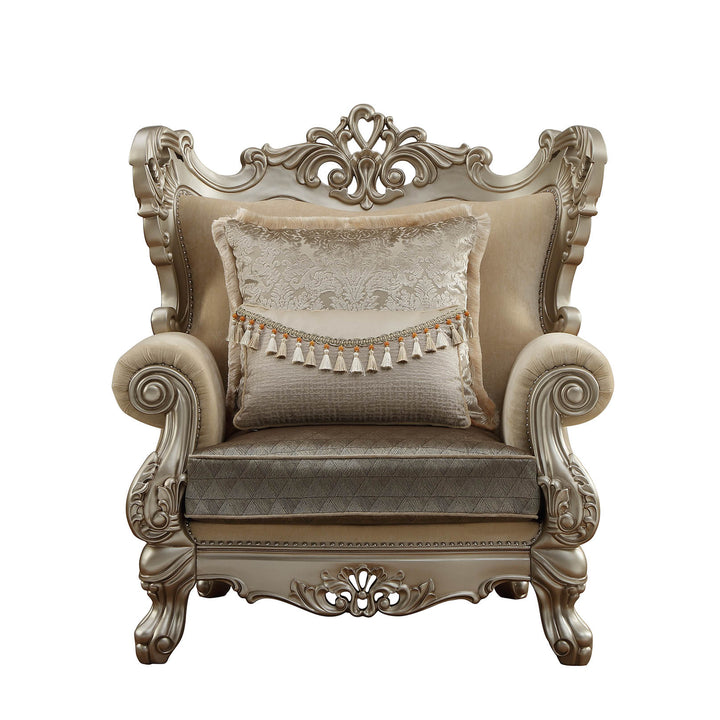 44" Champagne Fabric Trellis Club Chair Image 1