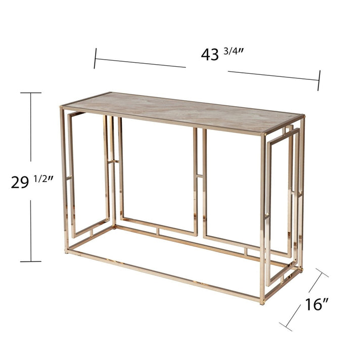 44" Champagne and Gold Faux Marble Frame Console Table Image 9