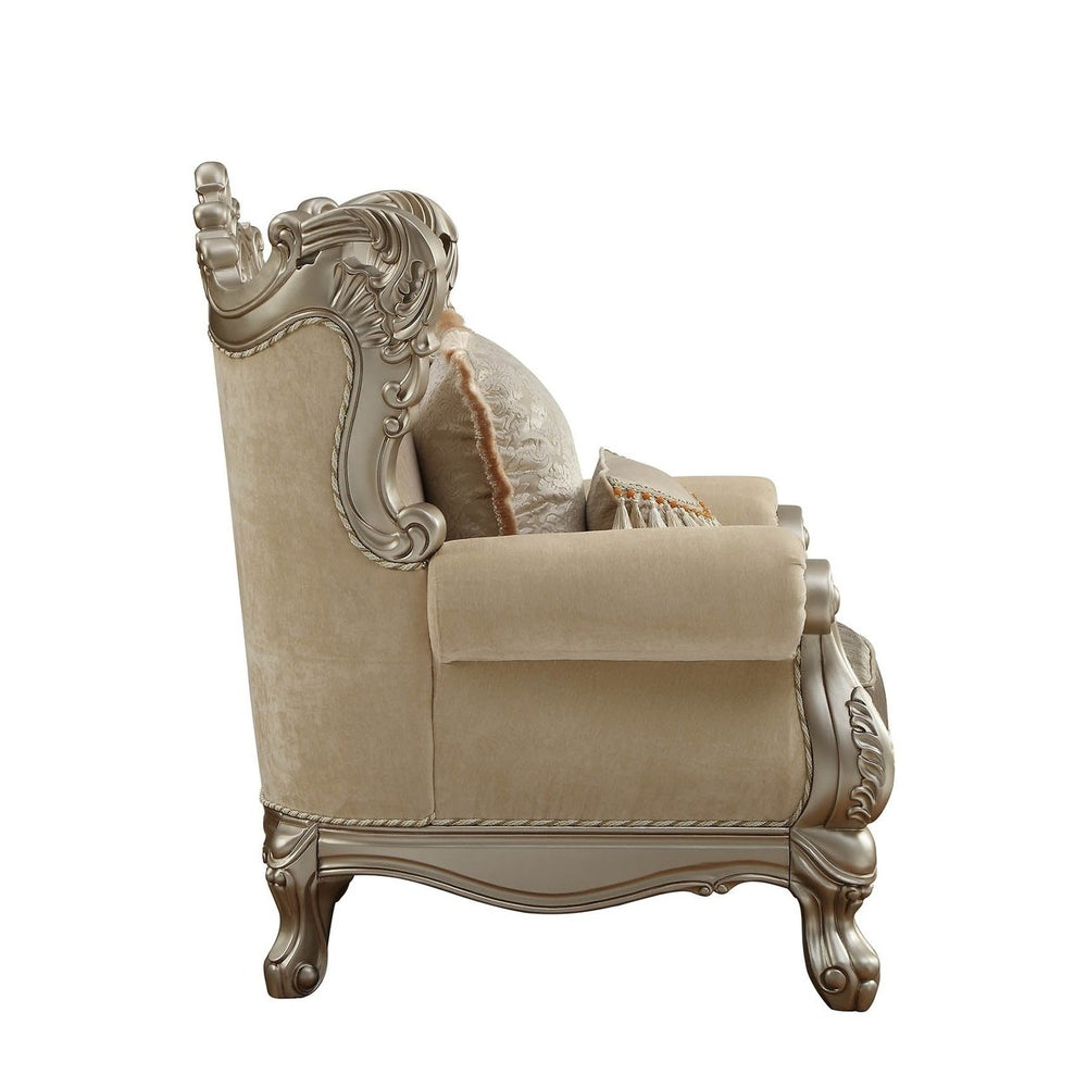 44" Champagne Fabric Trellis Club Chair Image 2