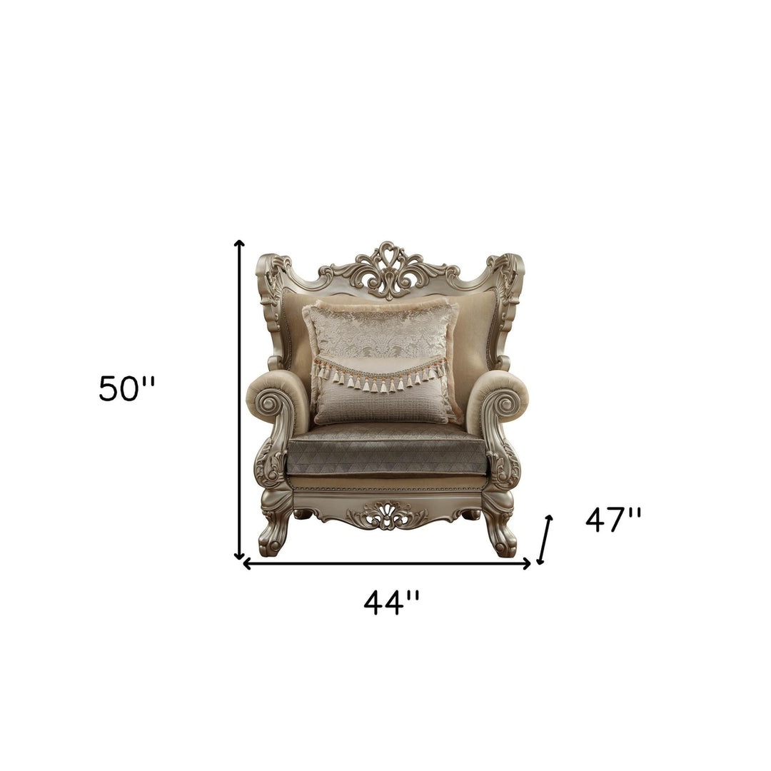 44" Champagne Fabric Trellis Club Chair Image 3