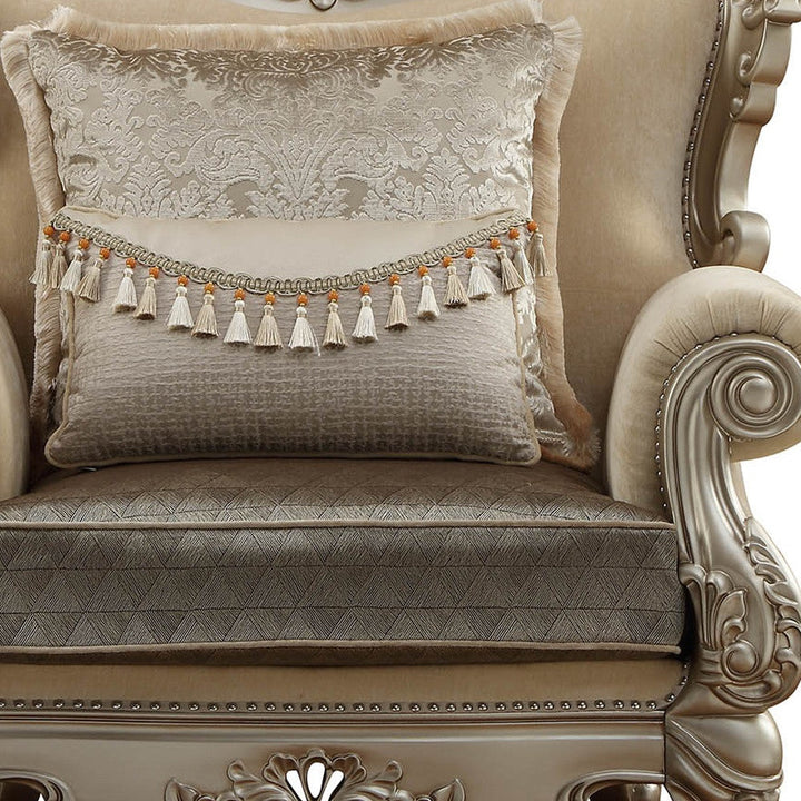 44" Champagne Fabric Trellis Club Chair Image 4