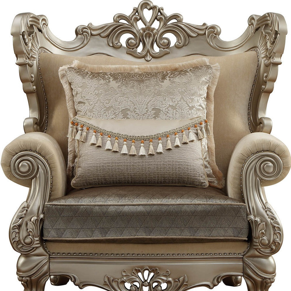 44" Champagne Fabric Trellis Club Chair Image 5