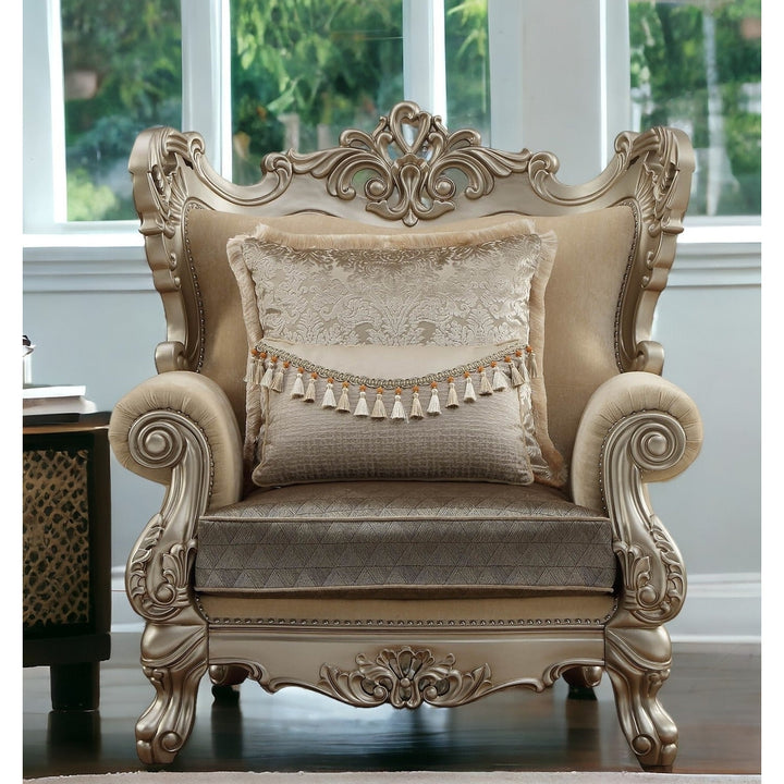 44" Champagne Fabric Trellis Club Chair Image 6