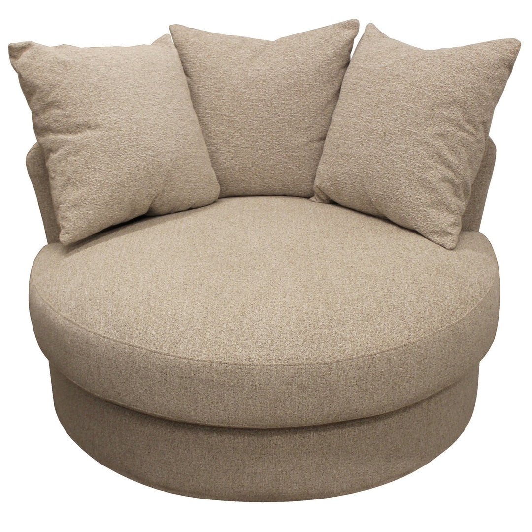 44" Sand Linen Solid Color Swivel Barrel Chair Image 1