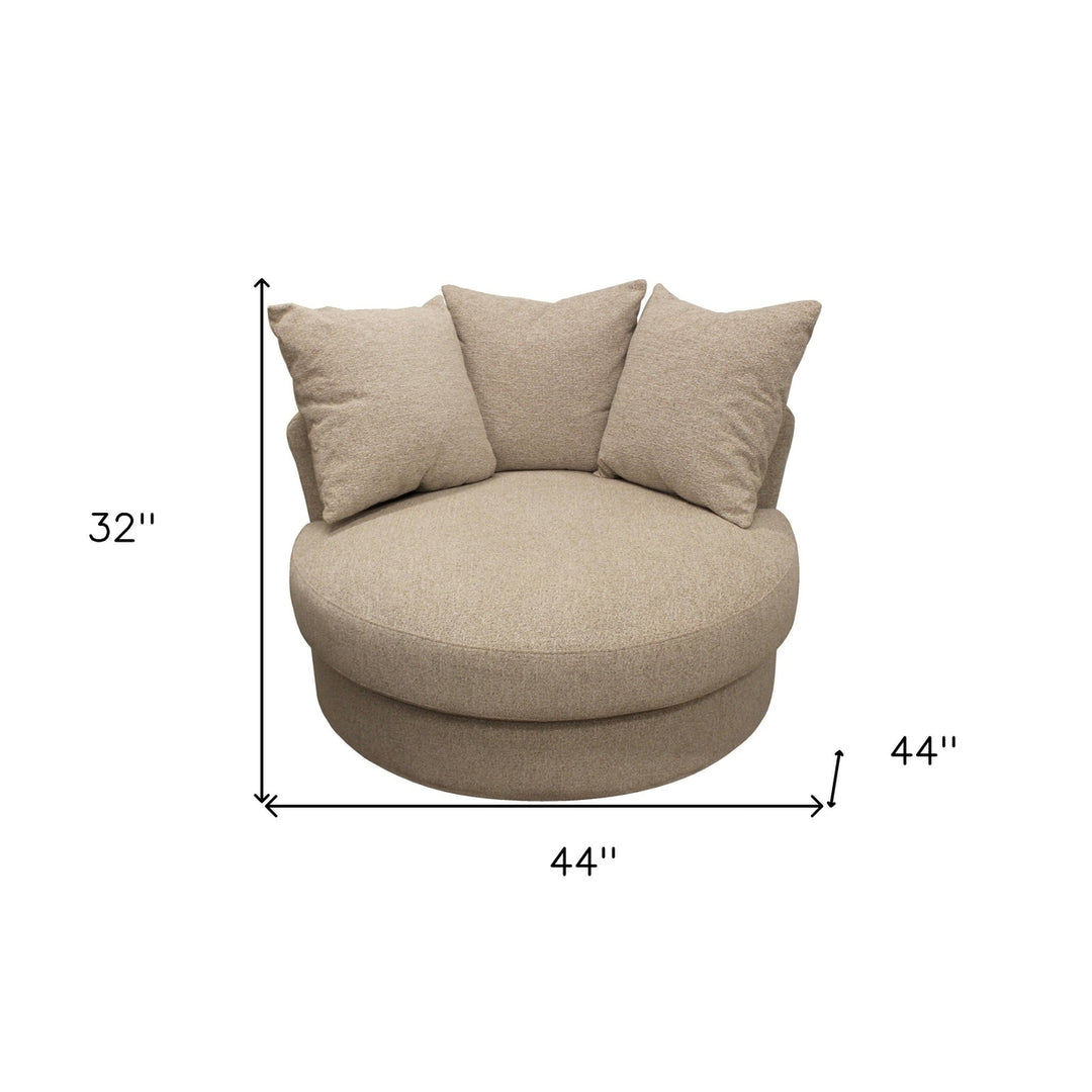 44" Sand Linen Solid Color Swivel Barrel Chair Image 4