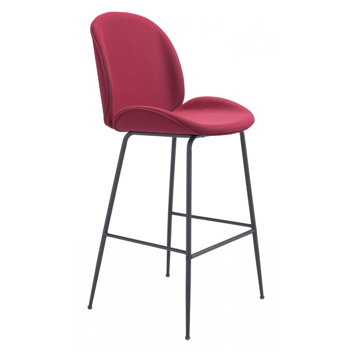 31" Red And Black Steel Low Back Bar Height Bar Chair Image 1