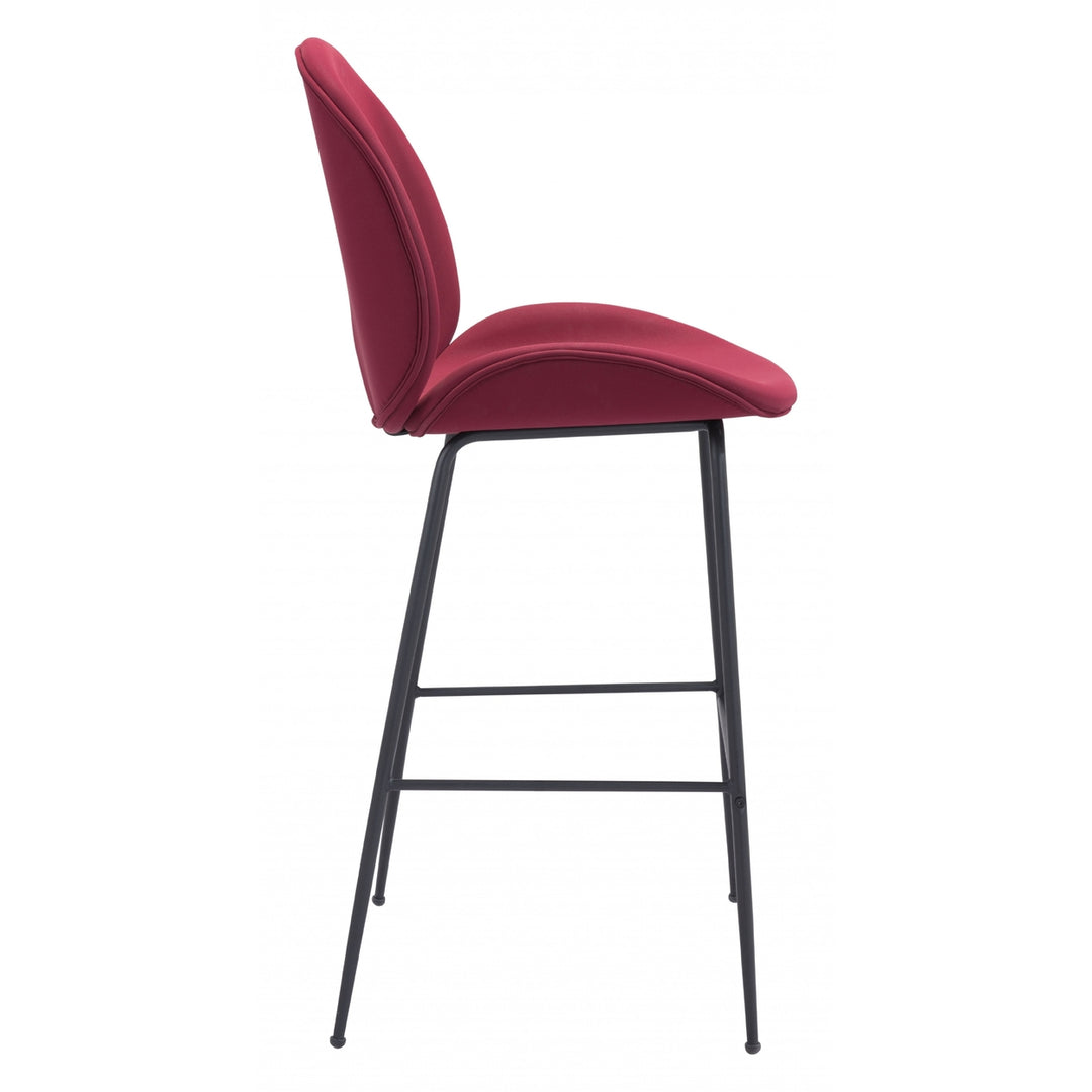 31" Red And Black Steel Low Back Bar Height Bar Chair Image 2