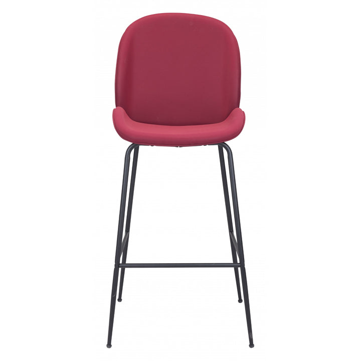 31" Red And Black Steel Low Back Bar Height Bar Chair Image 3