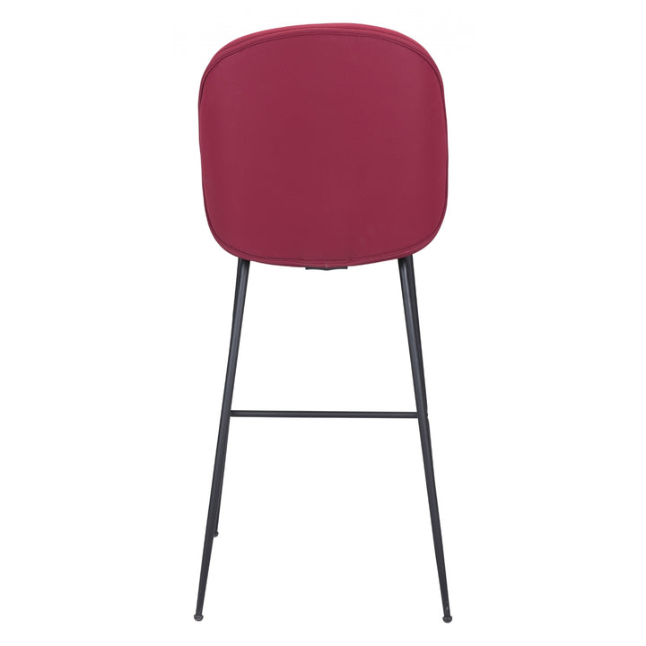 31" Red And Black Steel Low Back Bar Height Bar Chair Image 4