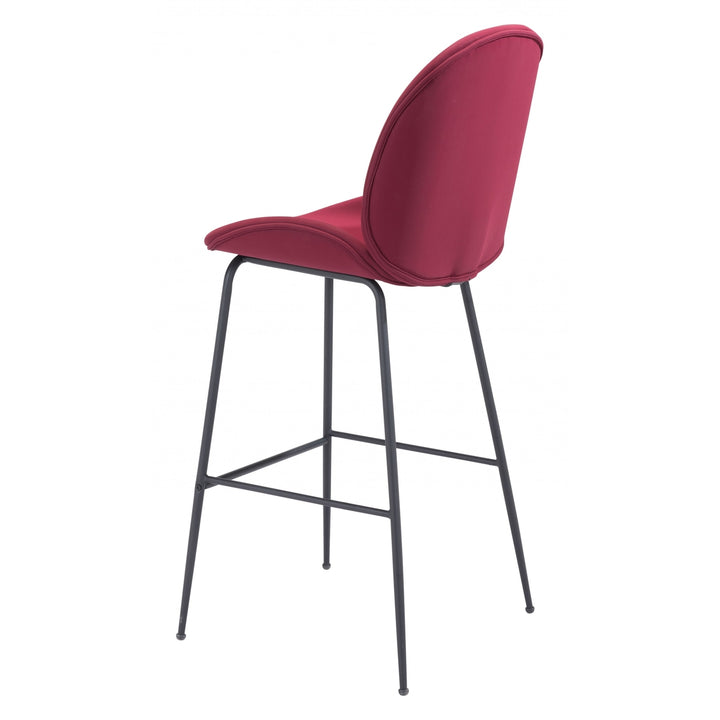 31" Red And Black Steel Low Back Bar Height Bar Chair Image 5